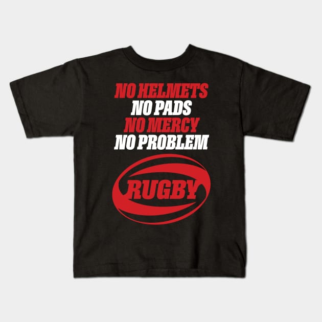 Rugby - No Helments Kids T-Shirt by Vector Deluxe